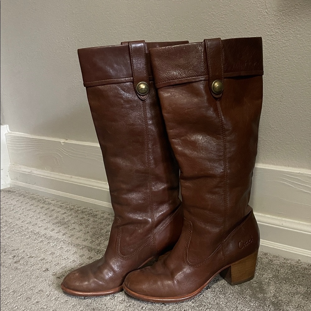 COACH Brown Leather Heeled Boots